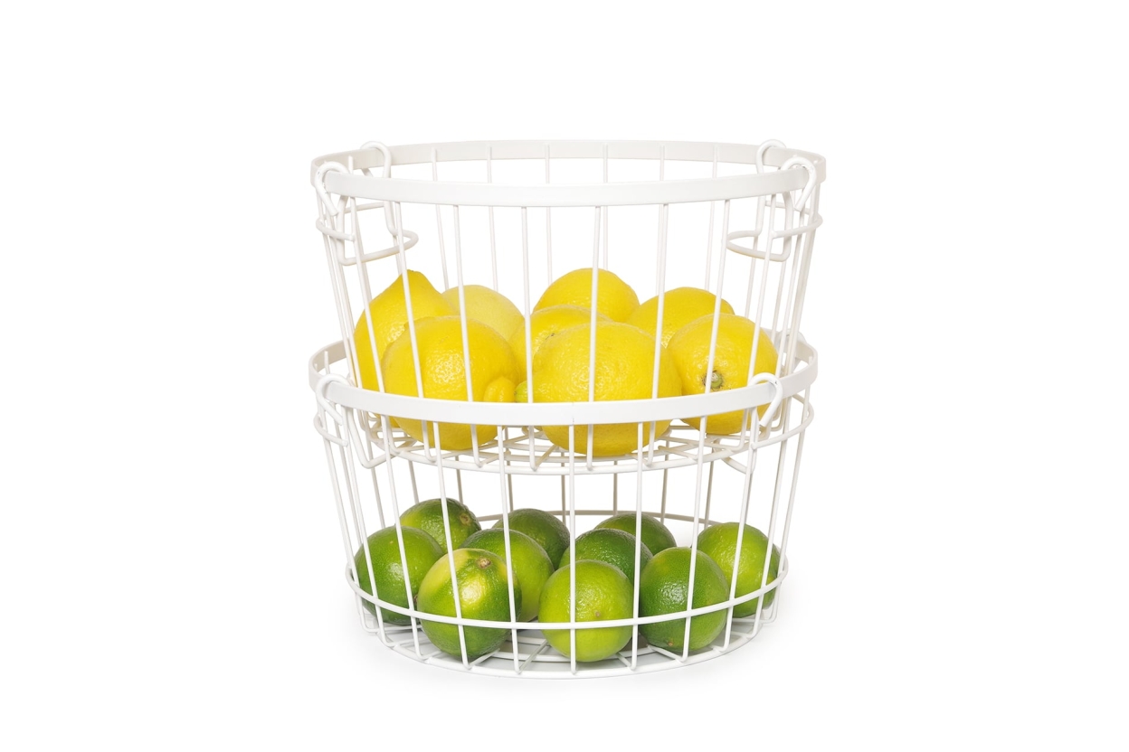 FC Stackable Wire Round Basket White