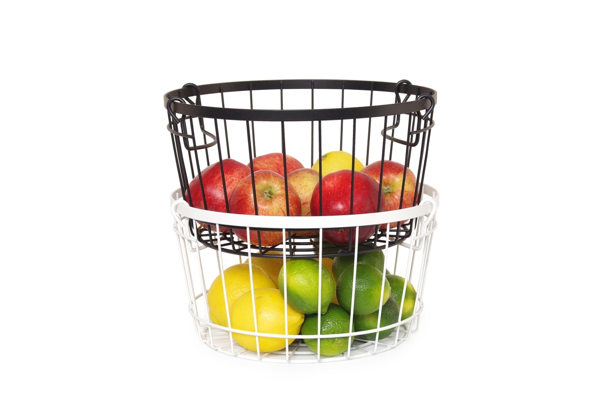 FC Stackable Wire Round Basket White