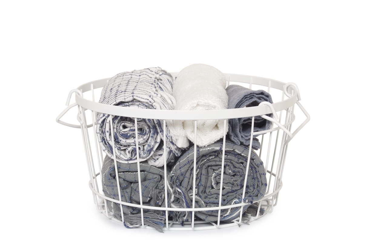 FC Stackable Wire Round Basket White