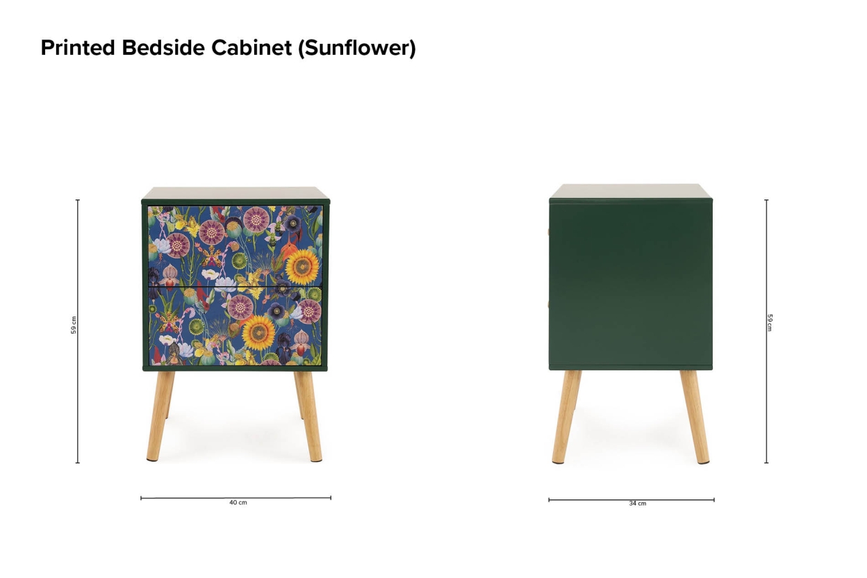 Printed Bedside Cabinet Sunflower