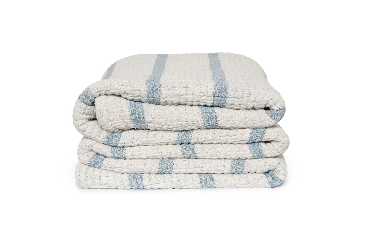 Chambray Stripes Throw (Oslo Blue)