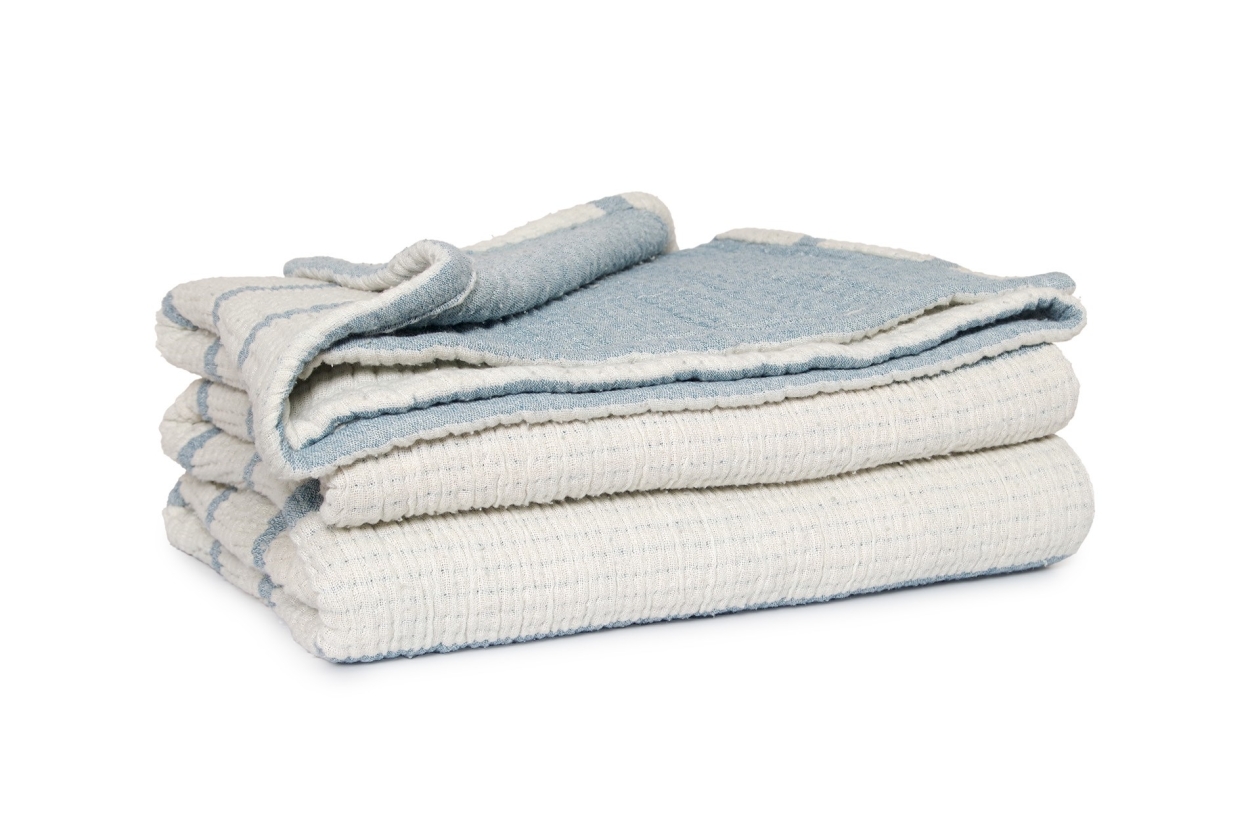 Chambray Stripes Throw (Oslo Blue)