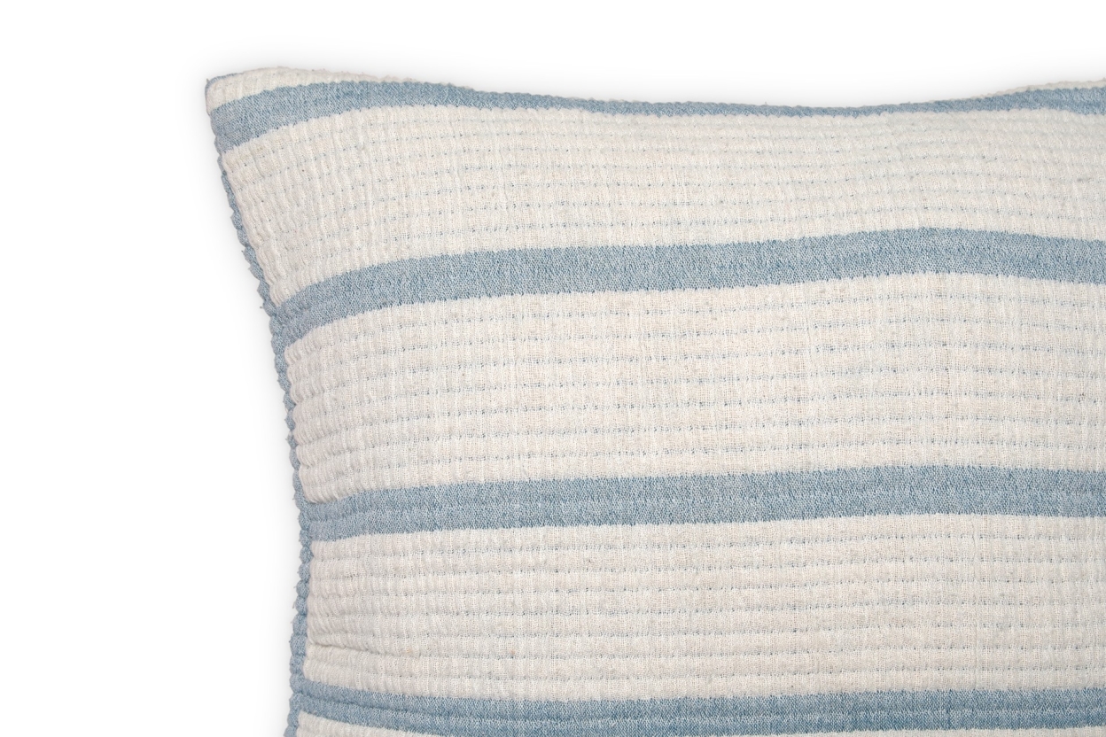 Chambray Stripes Cushion Cover 45x45cm (Oslo Blue)