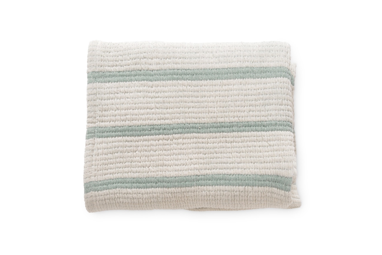 Chambray Stripes Throw (Fir Green)