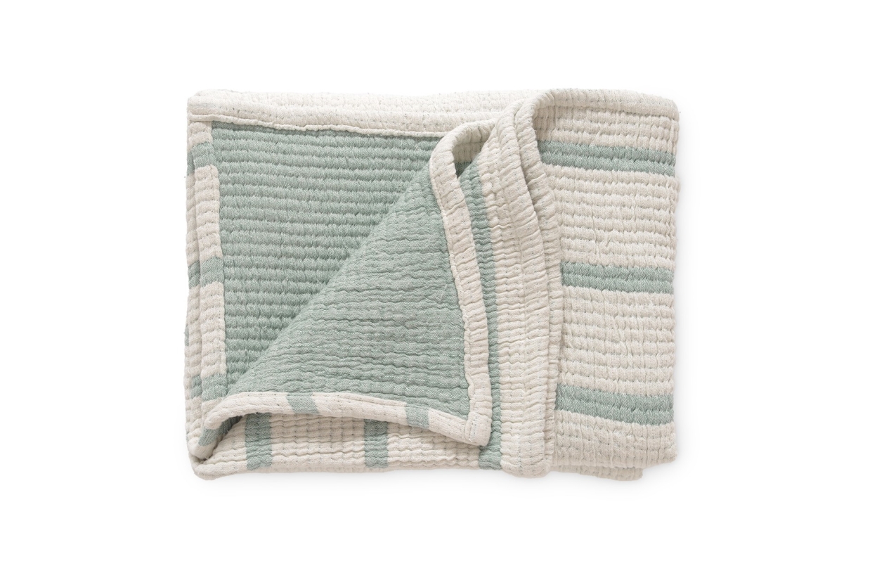 Chambray Stripes Throw (Fir Green)