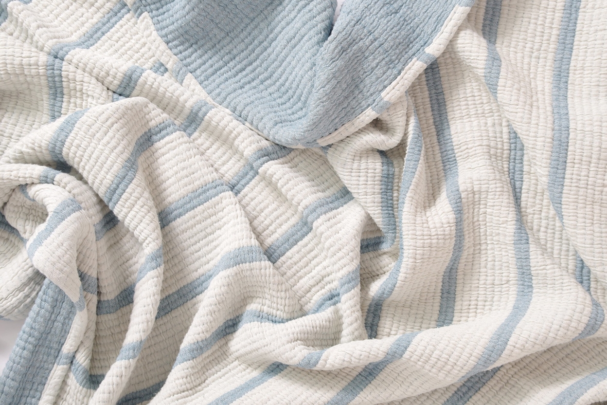 Chambray Stripes Throw (Oslo Blue)