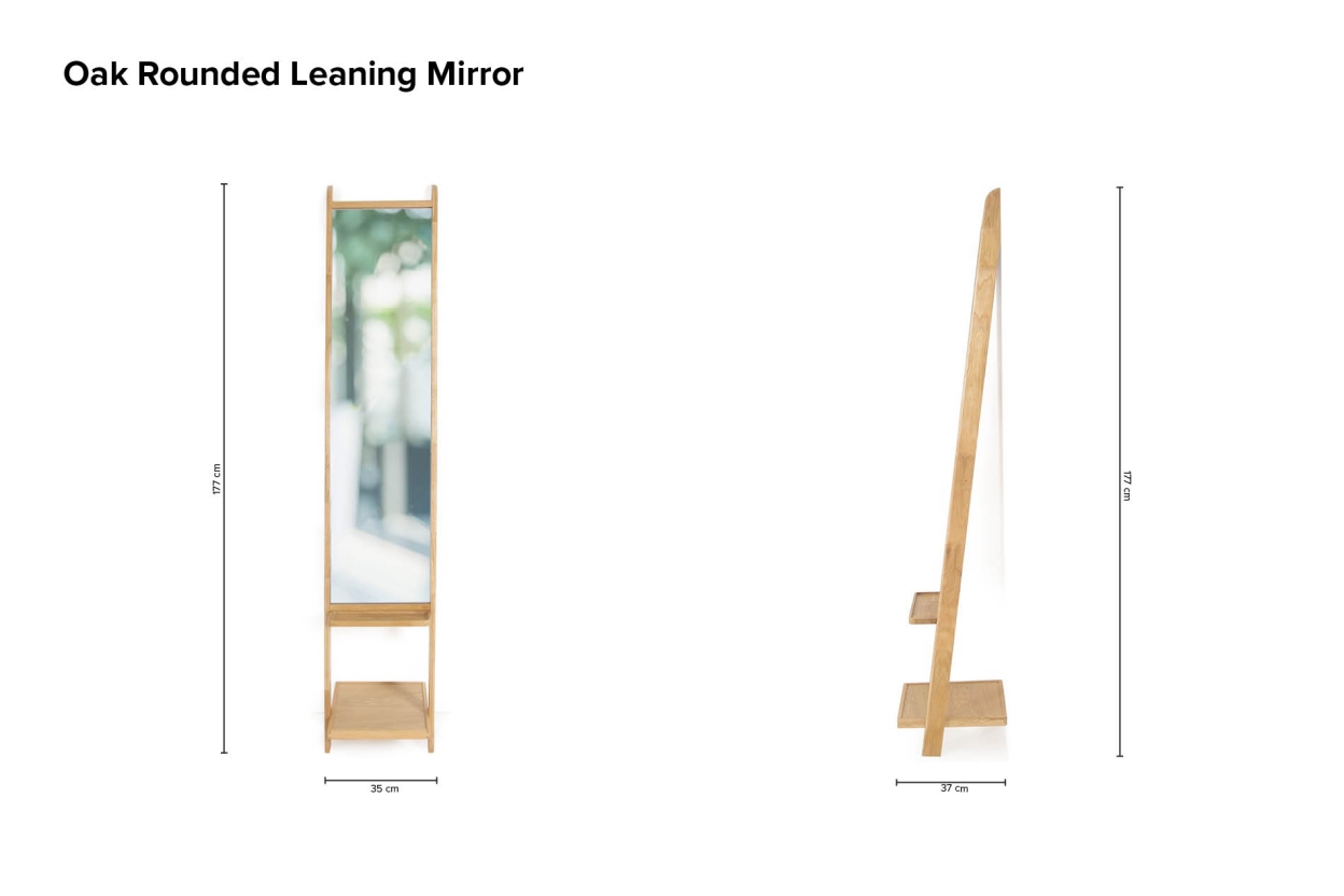 Oak Rounded Leaning Mirror