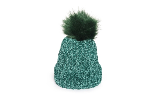 FC Chenille Bobble Hat Fir Green