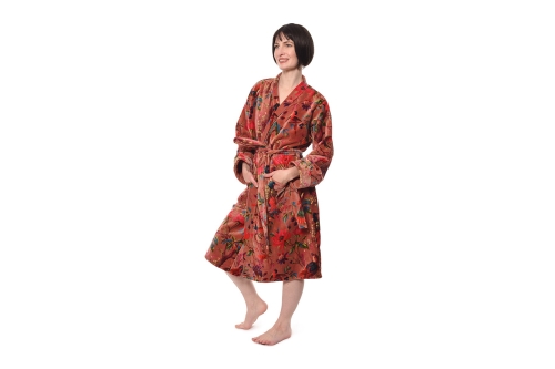 FC Paradise Velvet Robe Terracotta