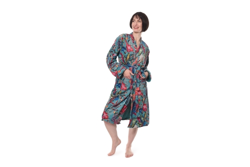 FC Tropical Velvet Robe Teale