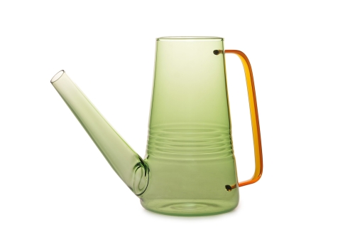 Amalfi Glass Watering Can (Olive Green & Amber)