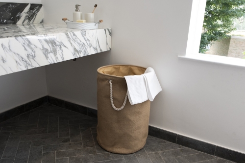 Jute Round Laundry Basket Lifestyle