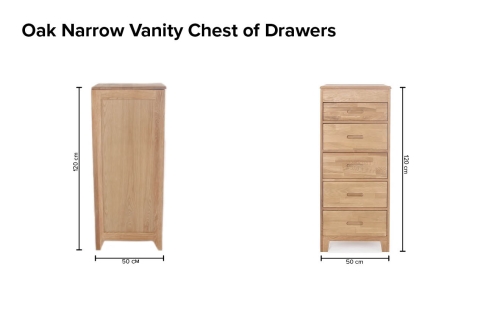 FC Oak Narrow Vanity Chest Of Drawers