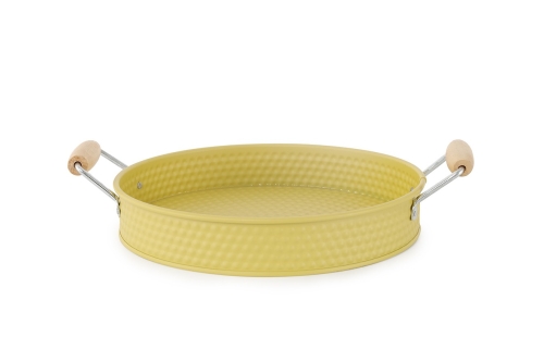 FC Metal Dots Tray With Wooden Handles Sauterne Small