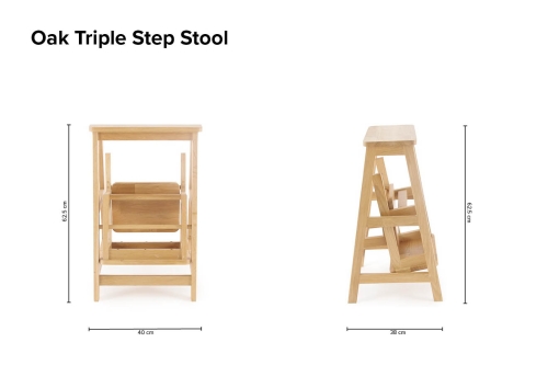 Oak Triple Step Stool Cugw D