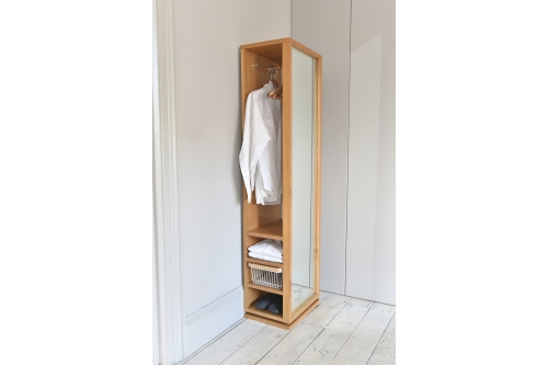 Storage Oak Mirror Shelf