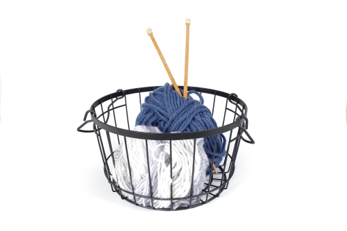 FC Stackable Wire Round Basket Black