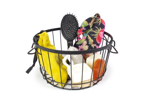 FC Stackable Wire Round Basket Black