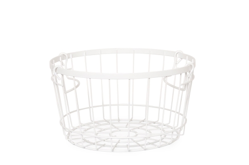 FC Stackable Wire Round Basket White