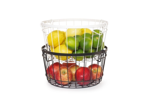 FC Stackable Wire Round Basket White