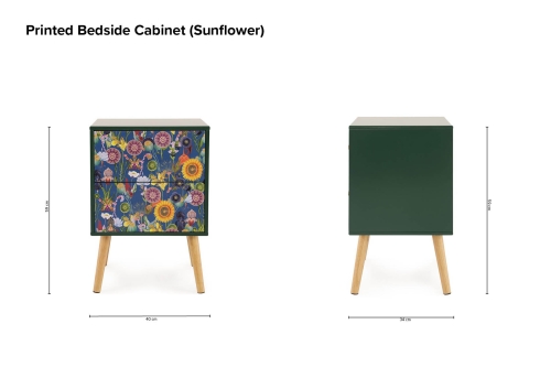 Printed Bedside Cabinet Sunflower