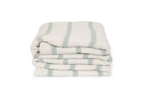 Chambray Stripes Throw (Fir Green)