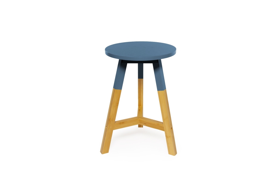 Strike Bamboo and MDF Stool (Oslo Blue) | Futon Company